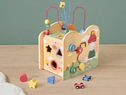 Andador / Cubo de actividades, de madera.