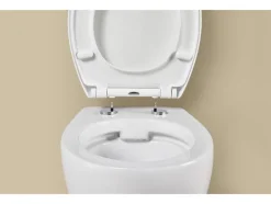 Asiento de inodoro de termoplástico con caída amortiguada.