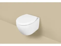 Asiento de inodoro de termoplástico con caída amortiguada.