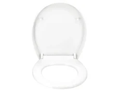 Asiento de inodoro de termoplástico con caída amortiguada.