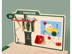 Banco de trabajo de madera, con accesorios
