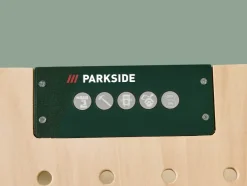 Banco de trabajo de madera, con accesorios