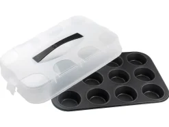 Bandeja para magdalenas / Molde para postres, con tapa de transporte.
