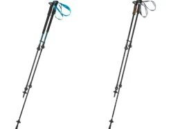 Bastones de trekking de aluminio, ajustables en altura de forma continua.
