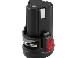 Batería de 12V / 2,5 Ah y cargador de 6 A.