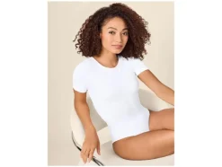Body de camiseta moldeable de tacto suave para mujer
