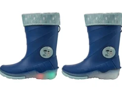 Botas de agua con luz y forro cálido para niño pequeño.