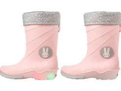 Botas de agua para niños con luz y forro cálido.