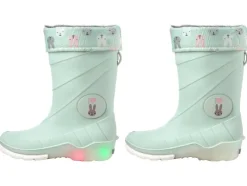 Botas de agua para niños con luz y forro cálido.