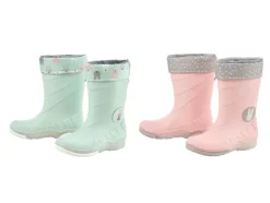 Botas de agua para niños con luz y forro cálido.