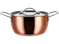 Cacerola de cobre, Ø 20 cm, acero inoxidable con revestimiento de cobre.