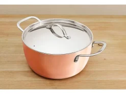 Cacerola de cobre, Ø 20 cm, acero inoxidable con revestimiento de cobre.