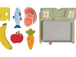 Caja registradora/Balanza/Caja con alimentos/Cesta de la compra de madera