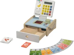 Caja registradora/Balanza/Caja con alimentos/Cesta de la compra de madera