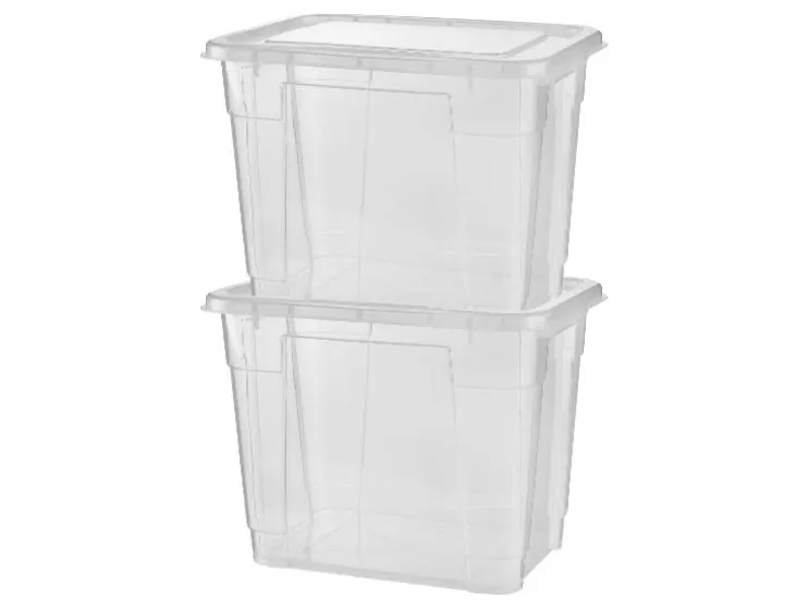 Cajas de 20 l con tapa, juego de 2.