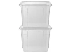Cajas de 20 l con tapa, juego de 2.