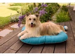 Cama para perros de exterior, con superficie repelente al agua.