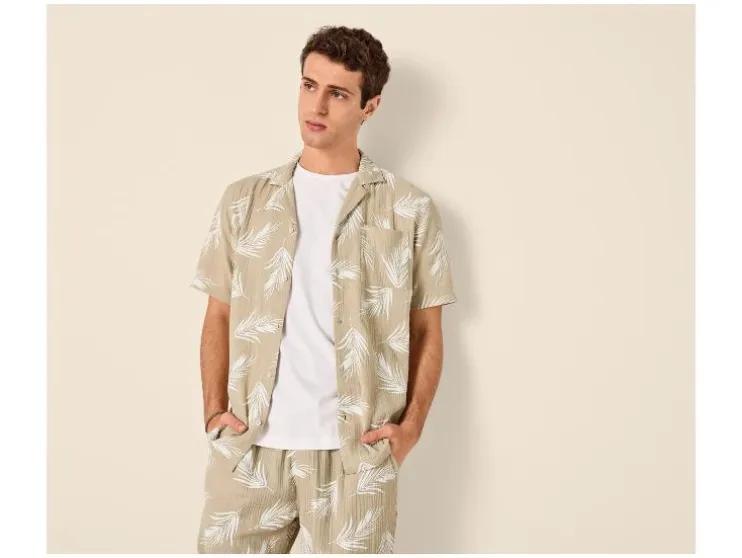 Camisa informal de muselina para hombre