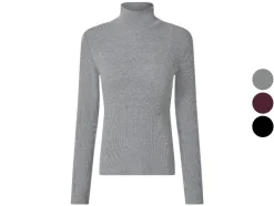 Camiseta de cuello alto acanalada para mujer