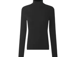 Camiseta de cuello alto acanalada para mujer