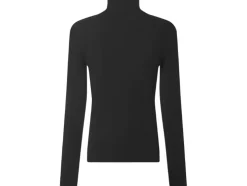 Camiseta de cuello alto acanalada para mujer