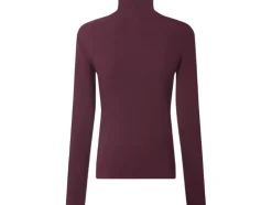 Camiseta de cuello alto acanalada para mujer