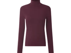Camiseta de cuello alto acanalada para mujer