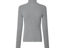 Camiseta de cuello alto acanalada para mujer