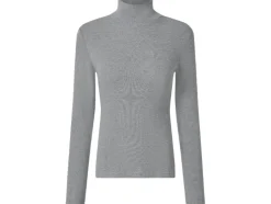 Camiseta de cuello alto acanalada para mujer