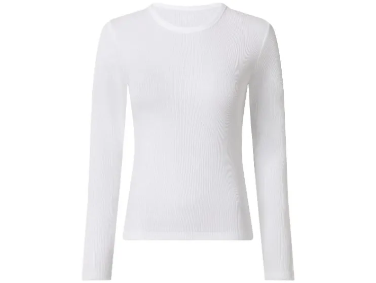 Camiseta de manga larga de canalé para mujer