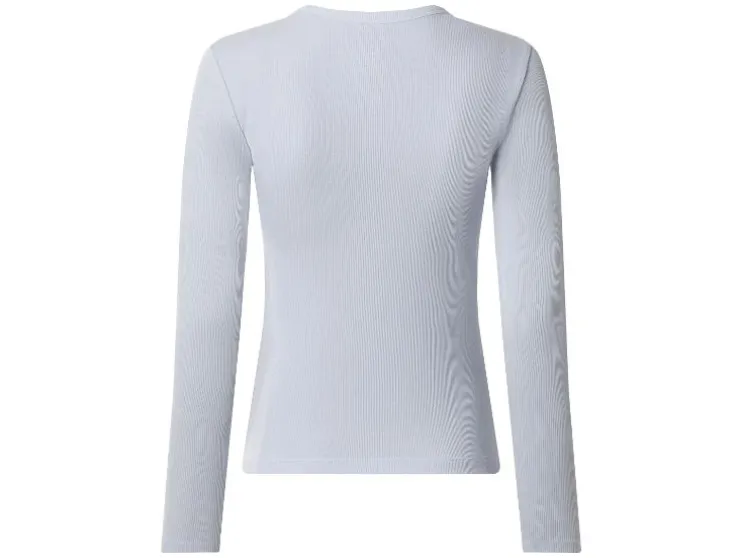 Camiseta de manga larga de canalé para mujer