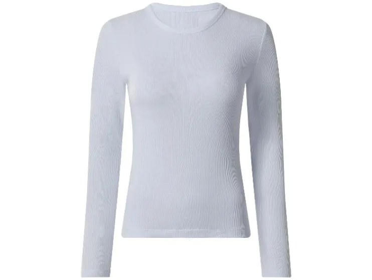 Camiseta de manga larga de canalé para mujer