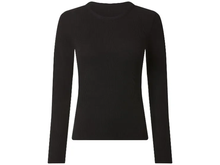 Camiseta de manga larga de canalé para mujer