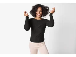 Camiseta de manga larga de canalé para mujer