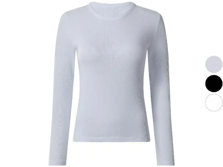 Camiseta de manga larga de canalé para mujer