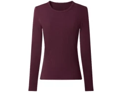 Camiseta de manga larga de canalé para mujer