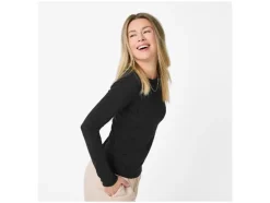 Camiseta de manga larga de canalé para mujer