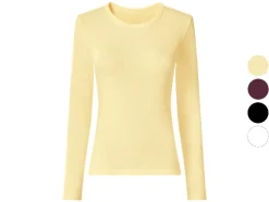 Camiseta de manga larga de canalé para mujer