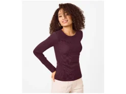 Camiseta de manga larga de canalé para mujer