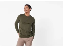 Camiseta de manga larga para hombre con botonadura