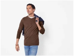 Camiseta de manga larga para hombre con botonadura