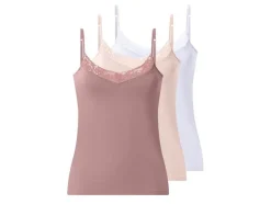 Camiseta de tirantes con encaje para mujer, 3 unidades.
