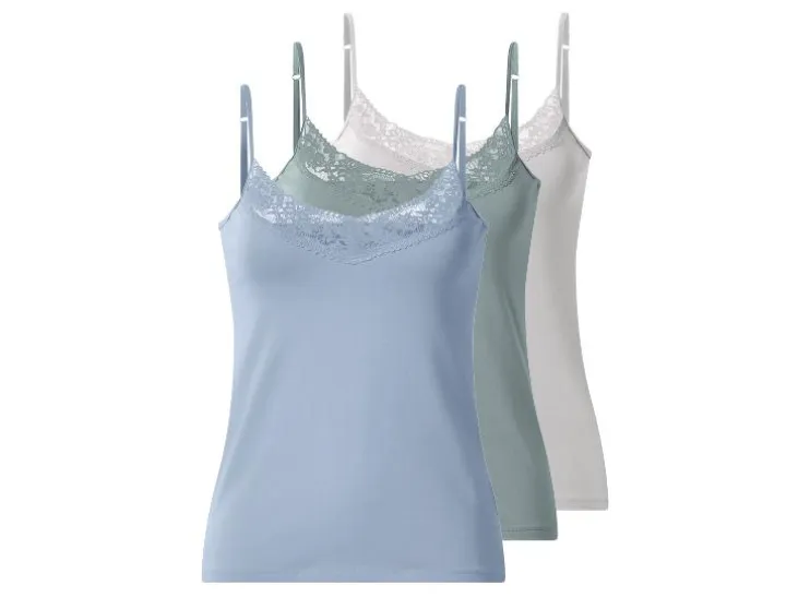 Camiseta de tirantes con encaje para mujer, 3 unidades.