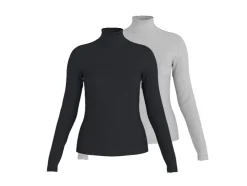 Camisetas de cuello alto acanaladas para mujer pack 2