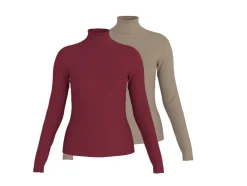 Camisetas de cuello alto acanaladas para mujer pack 2