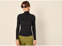 Camisetas de cuello alto acanaladas para mujer pack 2