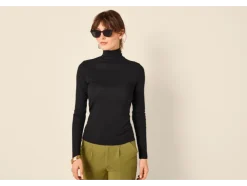 Camisetas de cuello alto acanaladas para mujer pack 2