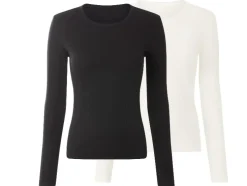 Camisetas de manga larga de canalé para mujer, pack de 2.