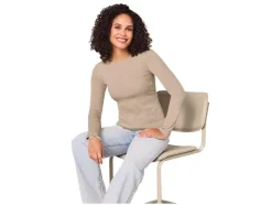 Camisetas de manga larga de canalé para mujer, pack de 2.
