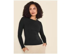 Camisetas de manga larga de canalé para mujer, pack de 2.
